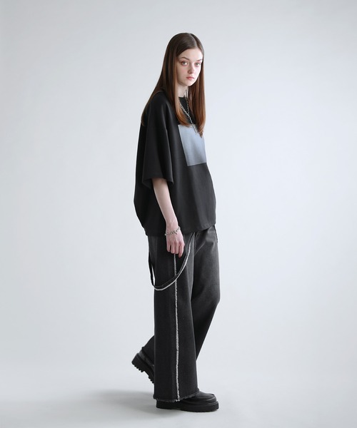 SOCCE（ソーシー）の「コットンポンチタック5分袖ドレーププリントカットソー（Tシャツ/カットソー・メンズ・ブラック系1/ホワイト系1/ブラック系2/ホワイト系2・M/S/XL/L）」の14枚目の写真