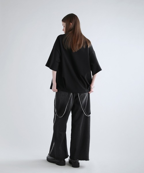 SOCCE（ソーシー）の「コットンポンチタック5分袖ドレーププリントカットソー（Tシャツ/カットソー・メンズ・ブラック系1/ホワイト系1/ブラック系2/ホワイト系2・M/S/XL/L）」の15枚目の写真