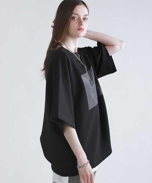 SOCCE（ソーシー）の「コットンポンチタック5分袖ドレーププリントカットソー（Tシャツ/カットソー・メンズ・ブラック系1/ホワイト系1/ブラック系2/ホワイト系2・M/S/XL/L）」の18枚目の写真