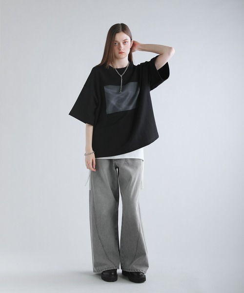 SOCCE（ソーシー）の「コットンポンチタック5分袖ドレーププリントカットソー（Tシャツ/カットソー・メンズ・ブラック系1/ホワイト系1/ブラック系2/ホワイト系2・M/S/XL/L）」の21枚目の写真