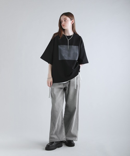 プリントフード付きコットンテリーポンチョ maison de soil | 80'S COTTON FLOWER BLOCK PRINT BANDED