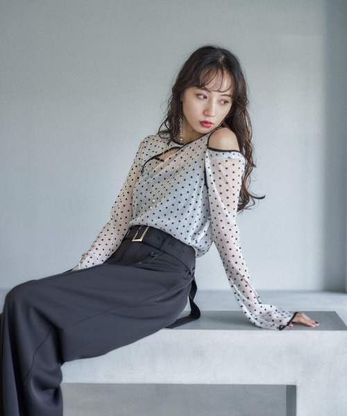 HARE(ハレ)の「ドットガラシアーT(HARE)(Tシャツ/カットソー・レディース・ホワイト/ブラック・FREE)」の2枚目の写真