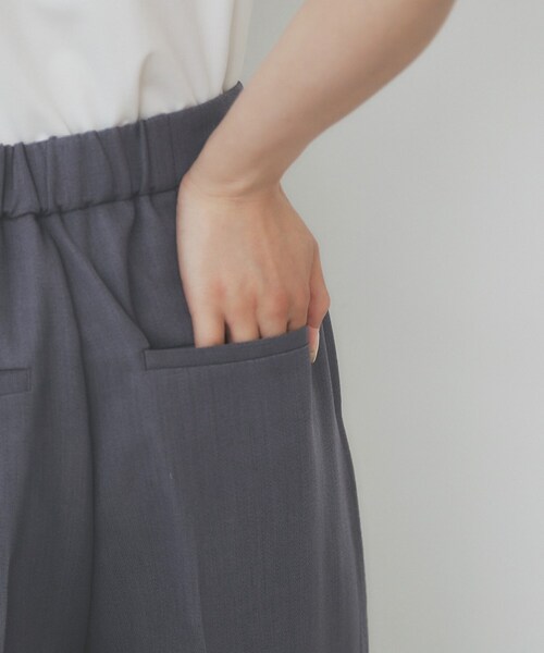 わい サイドビット付きストレッチワイドパンツ【洗濯機洗い可/吸水速