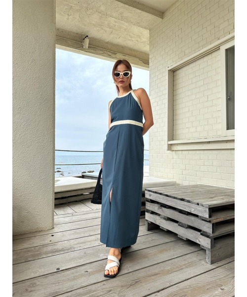 TRUNC（トランクエイティーエイト）の「Waterlike Piping Dress（ワンピース・レディース・アイボリー/ブラック/ネイビー・FREE）」の4枚目の写真