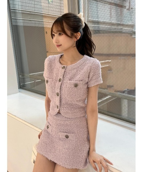 ダーリッチ　ツイードセットアップ ダーリッチ Darich ツイードニットセットアップ （ベージュ