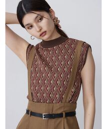 MURUA | ジオメトリックフレンチスリーブニットタンク(タンクトップ)