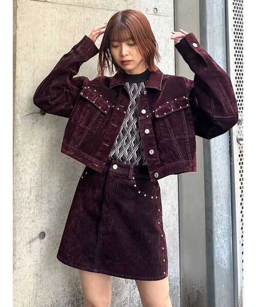 MURUA（ムルーア）の「【セットアップ対応】ジオメトリックフレンチスリーブニットタンク（タンクトップ・レディース・グレー/ブラウン/グリーン/ブラック・FREE）」の13枚目の写真