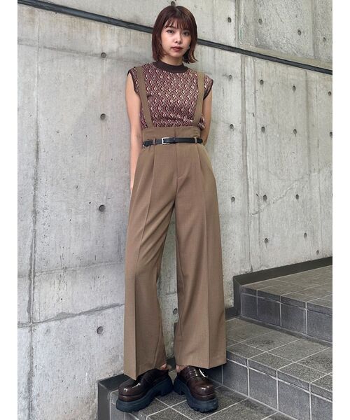 MURUA（ムルーア）の「【セットアップ対応】ジオメトリックフレンチスリーブニットタンク（タンクトップ・レディース・グレー/ブラウン/グリーン/ブラック・FREE）」の21枚目の写真