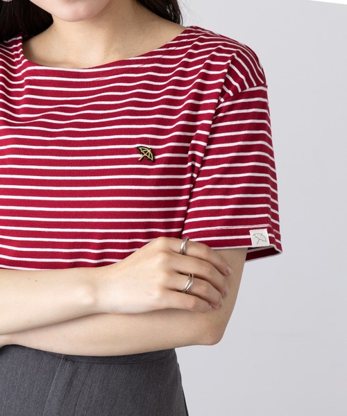 Arnie Arnold Palmer(アーニーアーノルドパーマー)の「【ARNIE】9054543 先染ボーダーフェルト刺繍半袖Tシャツ(Tシャツ/カットソー・レディース・ブルー/ブラック/ワイン・M/L/LL)」の3枚目の写真