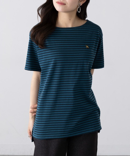 Arnie Arnold Palmer(アーニーアーノルドパーマー)の「【ARNIE】9054543 先染ボーダーフェルト刺繍半袖Tシャツ(Tシャツ/カットソー・レディース・ブルー/ブラック/ワイン・M/L/LL)」の9枚目の写真