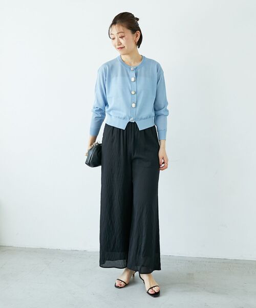 le.coeur blanc(ルクールブラン)の「リネンライクシアーボイルイージーパンツ(その他パンツ・レディース・ブラウン/ブラック・38)」の10枚目の写真