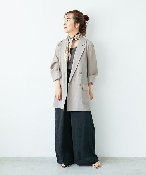 le.coeur blanc(ルクールブラン)の「リネンライクシアーボイルイージーパンツ(その他パンツ・レディース・ブラウン/ブラック・38)」の21枚目の写真