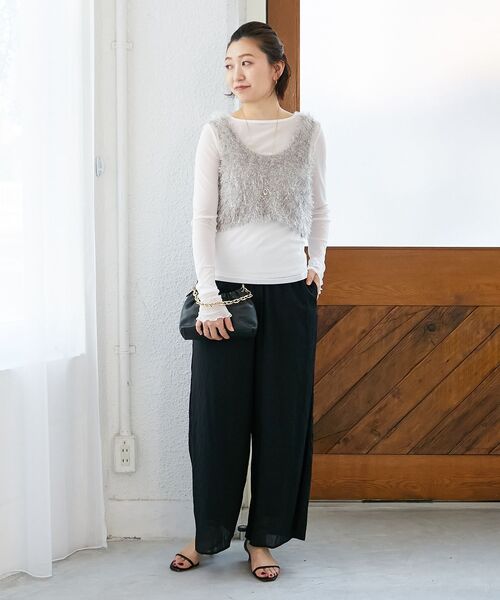 le.coeur blanc(ルクールブラン)の「リネンライクシアーボイルイージーパンツ(その他パンツ・レディース・ブラウン/ブラック・38)」の12枚目の写真