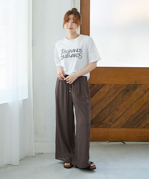 le.coeur blanc(ルクールブラン)の「リネンライクシアーボイルイージーパンツ(その他パンツ・レディース・ブラウン/ブラック・38)」の4枚目の写真