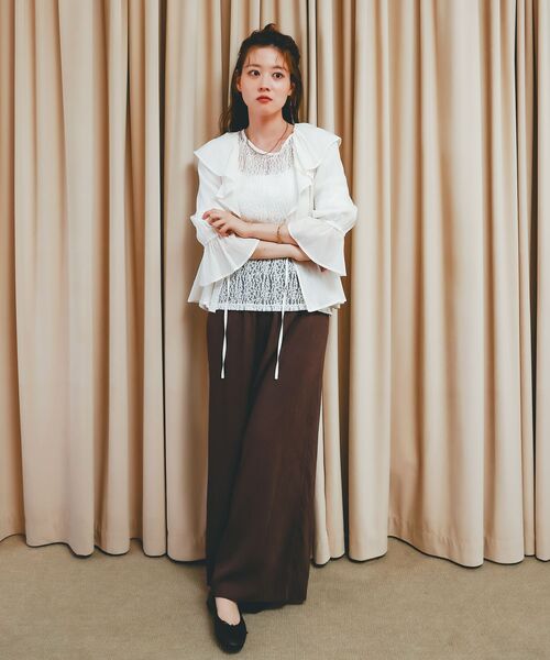 le.coeur blanc(ルクールブラン)の「リネンライクシアーボイルイージーパンツ(その他パンツ・レディース・ブラウン/ブラック・38)」の17枚目の写真