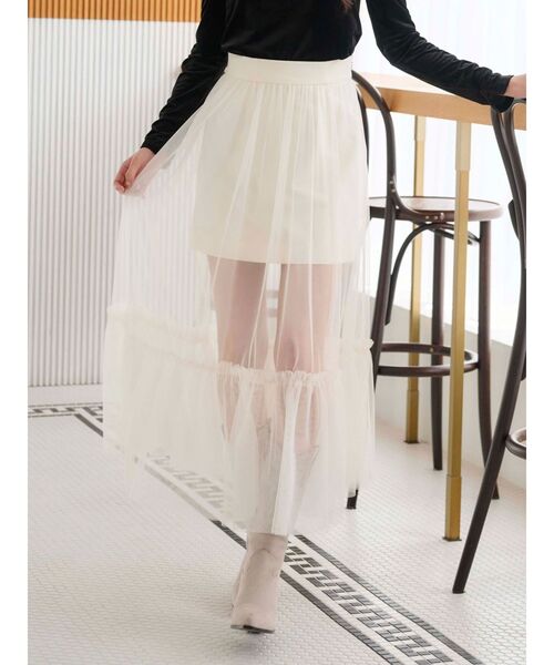 MERCURYDUO(マーキュリーデュオ)の「チュールティアードスカート(スカート・レディース・ライトブルー/オフホワイト・SMALL/MEDIUM)」の2枚目の写真