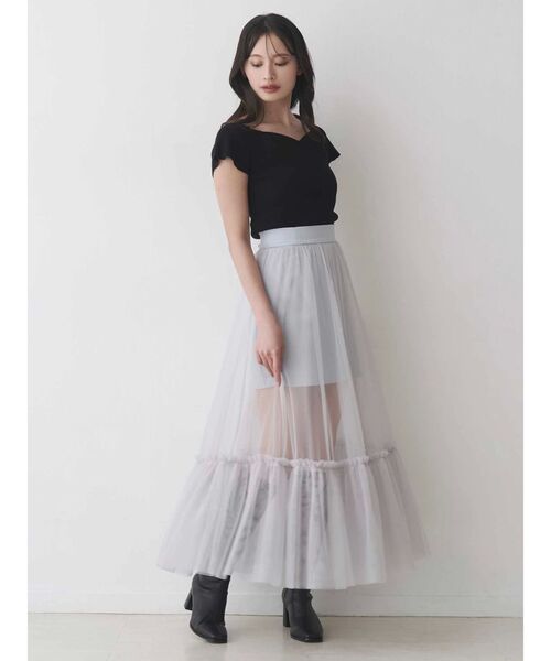 MERCURYDUO(マーキュリーデュオ)の「チュールティアードスカート(スカート・レディース・ライトブルー/オフホワイト・SMALL/MEDIUM)」の3枚目の写真