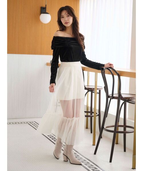 MERCURYDUO(マーキュリーデュオ)の「チュールティアードスカート(スカート・レディース・ライトブルー/オフホワイト・SMALL/MEDIUM)」の4枚目の写真