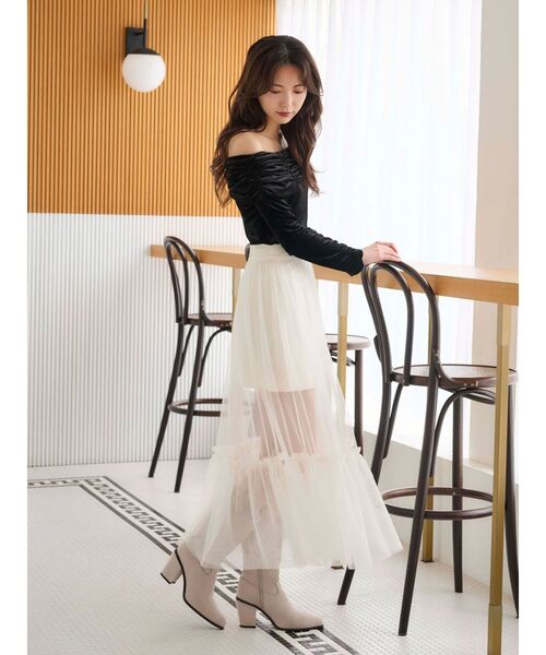 MERCURYDUO(マーキュリーデュオ)の「チュールティアードスカート(スカート・レディース・ライトブルー/オフホワイト・SMALL/MEDIUM)」の5枚目の写真