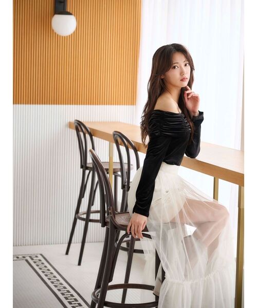 MERCURYDUO(マーキュリーデュオ)の「チュールティアードスカート(スカート・レディース・ライトブルー/オフホワイト・SMALL/MEDIUM)」の6枚目の写真