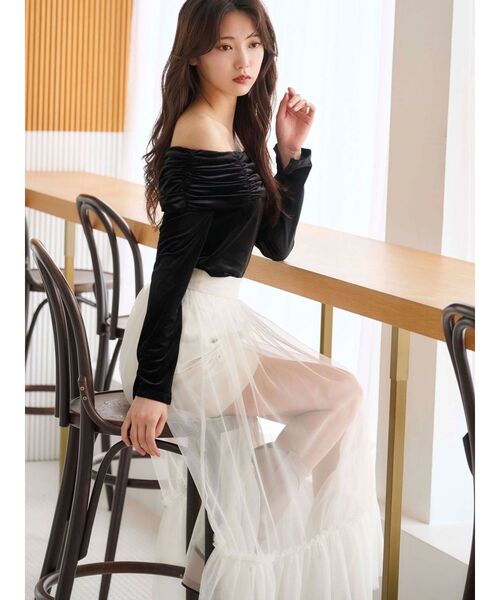 MERCURYDUO(マーキュリーデュオ)の「チュールティアードスカート(スカート・レディース・ライトブルー/オフホワイト・SMALL/MEDIUM)」の7枚目の写真