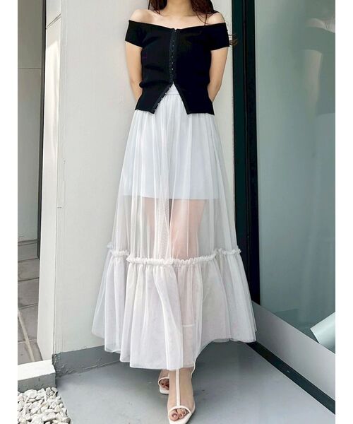 MERCURYDUO(マーキュリーデュオ)の「チュールティアードスカート(スカート・レディース・ライトブルー/オフホワイト・SMALL/MEDIUM)」の12枚目の写真