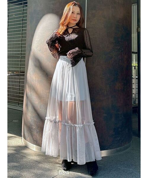 MERCURYDUO(マーキュリーデュオ)の「チュールティアードスカート(スカート・レディース・ライトブルー/オフホワイト・SMALL/MEDIUM)」の18枚目の写真