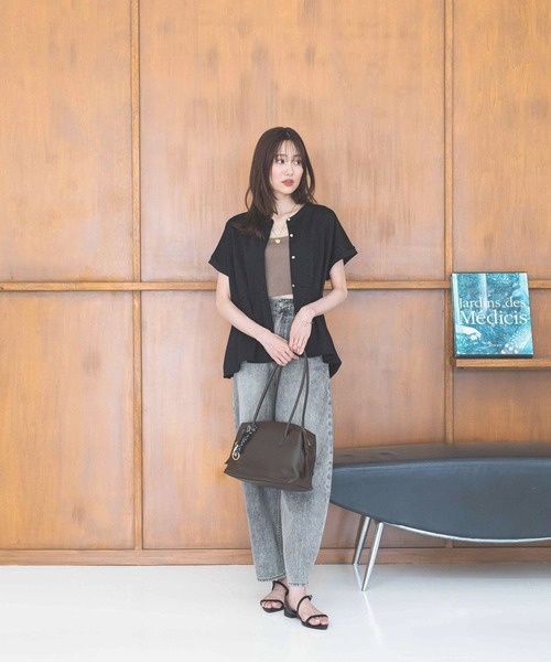 GLOBAL WORK（グローバルワーク）の「リッチクリーンペプラム/289379（Tシャツ/カットソー・レディース・ブラック/グレイッシュベージュ/グリーン系その他7・LARGE/MEDIUM）」の9枚目の写真