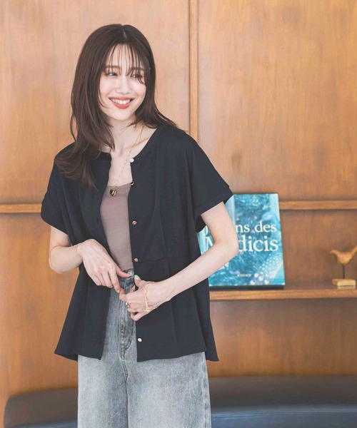 GLOBAL WORK（グローバルワーク）の「リッチクリーンペプラム/289379（Tシャツ/カットソー・レディース・ブラック/グレイッシュベージュ/グリーン系その他7・LARGE/MEDIUM）」の7枚目の写真