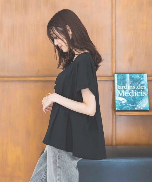 GLOBAL WORK（グローバルワーク）の「リッチクリーンペプラム/289379（Tシャツ/カットソー・レディース・ブラック/グレイッシュベージュ/グリーン系その他7・LARGE/MEDIUM）」の6枚目の写真
