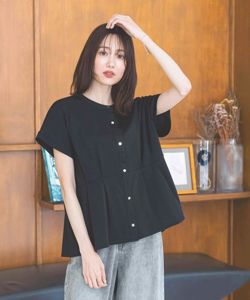 GLOBAL WORK（グローバルワーク）の「リッチクリーンペプラム/289379（Tシャツ/カットソー・レディース・ブラック/グレイッシュベージュ/グリーン系その他7・LARGE/MEDIUM）」の5枚目の写真