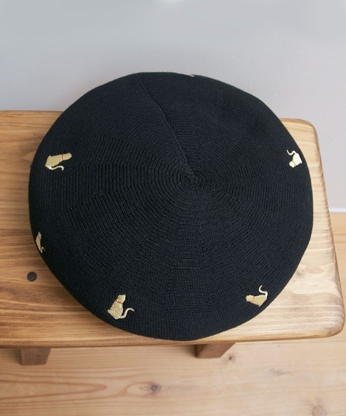 polcadot（ポルカドット）の「ねこ刺繍サーモベレー（ハンチング/ベレー帽・レディース・グレー/ブラック/ベージュ・FREE）」の11枚目の写真
