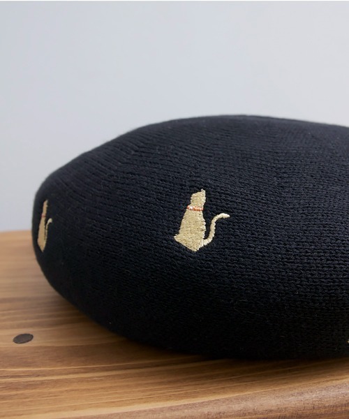 polcadot（ポルカドット）の「ねこ刺繍サーモベレー（ハンチング/ベレー帽・レディース・グレー/ブラック/ベージュ・FREE）」の9枚目の写真
