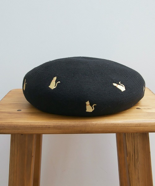 polcadot（ポルカドット）の「ねこ刺繍サーモベレー（ハンチング/ベレー帽・レディース・グレー/ブラック/ベージュ・FREE）」の10枚目の写真