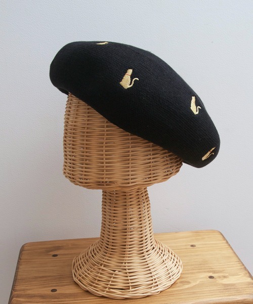 polcadot（ポルカドット）の「ねこ刺繍サーモベレー（ハンチング/ベレー帽・レディース・グレー/ブラック/ベージュ・FREE）」の13枚目の写真