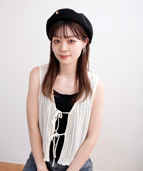 polcadot（ポルカドット）の「ねこ刺繍サーモベレー（ハンチング/ベレー帽・レディース・グレー/ブラック/ベージュ・FREE）」の15枚目の写真