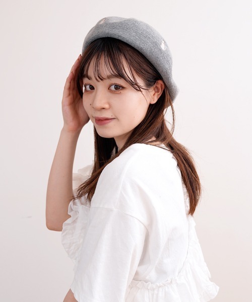 polcadot（ポルカドット）の「ねこ刺繍サーモベレー（ハンチング/ベレー帽・レディース・グレー/ブラック/ベージュ・FREE）」の16枚目の写真