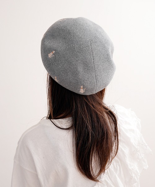 polcadot（ポルカドット）の「ねこ刺繍サーモベレー（ハンチング/ベレー帽・レディース・グレー/ブラック/ベージュ・FREE）」の18枚目の写真