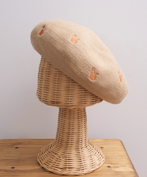 polcadot（ポルカドット）の「ねこ刺繍サーモベレー（ハンチング/ベレー帽・レディース・グレー/ブラック/ベージュ・FREE）」の21枚目の写真