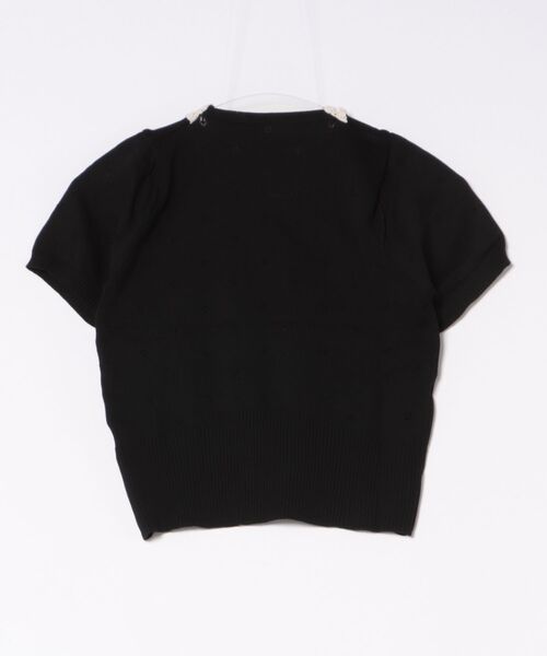 WESTSEA(ウエストシー)の「フリルレース リボン 透かし編 パフスリーブ 半袖 サマーニット(ニット/セーター・レディース・ホワイト/ブラック・FREE)」の12枚目の写真