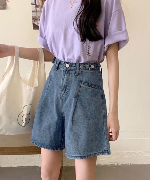 Miniministore(ミニミニストア)の「ウエスト調節可能デニムショートパンツ美脚(デニムパンツ・レディース・インディゴブルー/ブラック・L/M/S)」の22枚目の写真