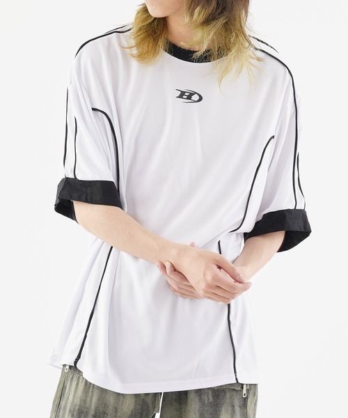 Theater code(シアターコード)の「Sporty Line Design T-Shirt/スポーティー ラインデザインTシャツ 秋 秋服メンズ 2026年秋冬(Tシャツ/カットソー・メンズ・ホワイト/ブラック・M/L)」の2枚目の写真