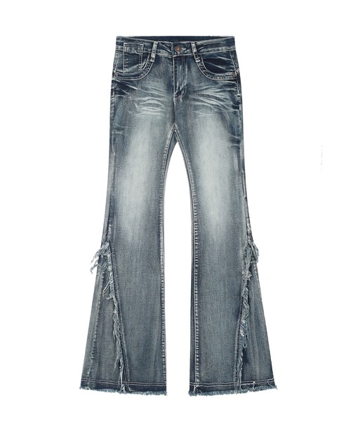 セール】Crushed Flared Denim Pants / クラッシュ加工 フレア