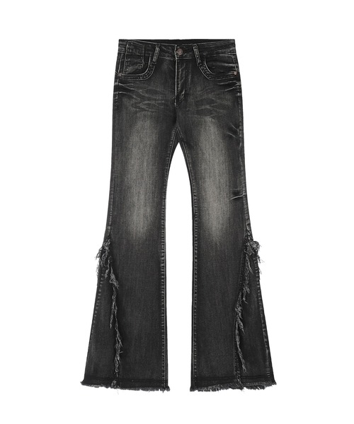 ローライズデニムパンツ　フレアデニム　ブーツカットデニム　ダメージ加工 フレア デニムパンツ レディース 韓国 ファッション ダメージ