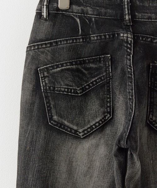 Chick(チック)の「Crushed Flared Denim Pants / クラッシュ加工 フレアデニムパンツ(デニムパンツ・レディース・ブラック/ブルー・M/FREE)」の15枚目の写真