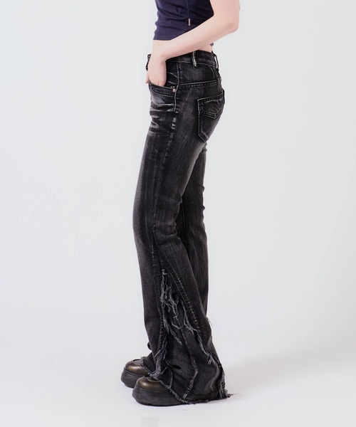 セール】Crushed Flared Denim Pants / クラッシュ加工 フレア