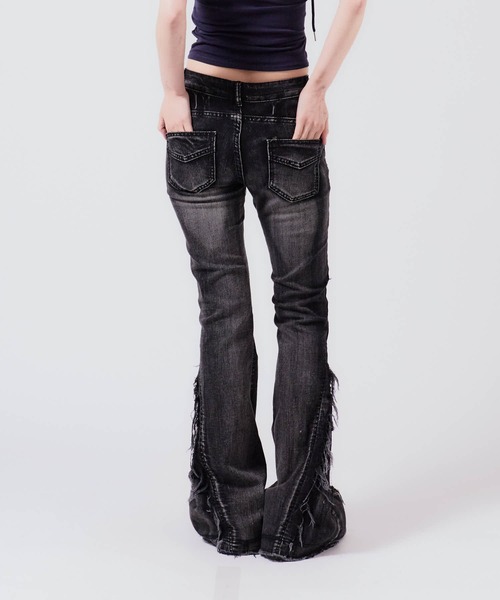 セール】Crushed Flared Denim Pants / クラッシュ加工 フレア