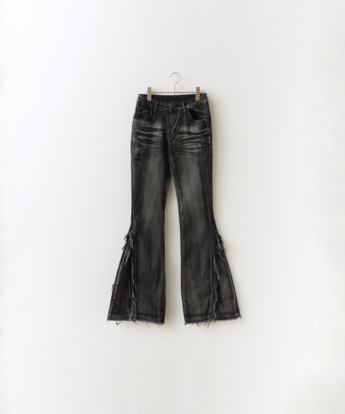セール】Crushed Flared Denim Pants / クラッシュ加工 フレア
