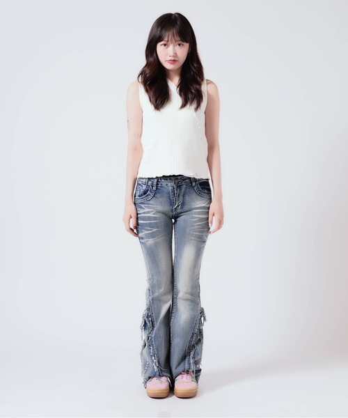 ballet by backlash denim pants デニムフレアパンツ セール】フレアデニムパンツ（デニムパンツ）｜REBALANCE（リ