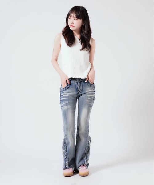 ballet by backlash denim pants デニムフレアパンツ 裾スリットデニムフレアパンツ(503925138) | ノンヘッジ(non